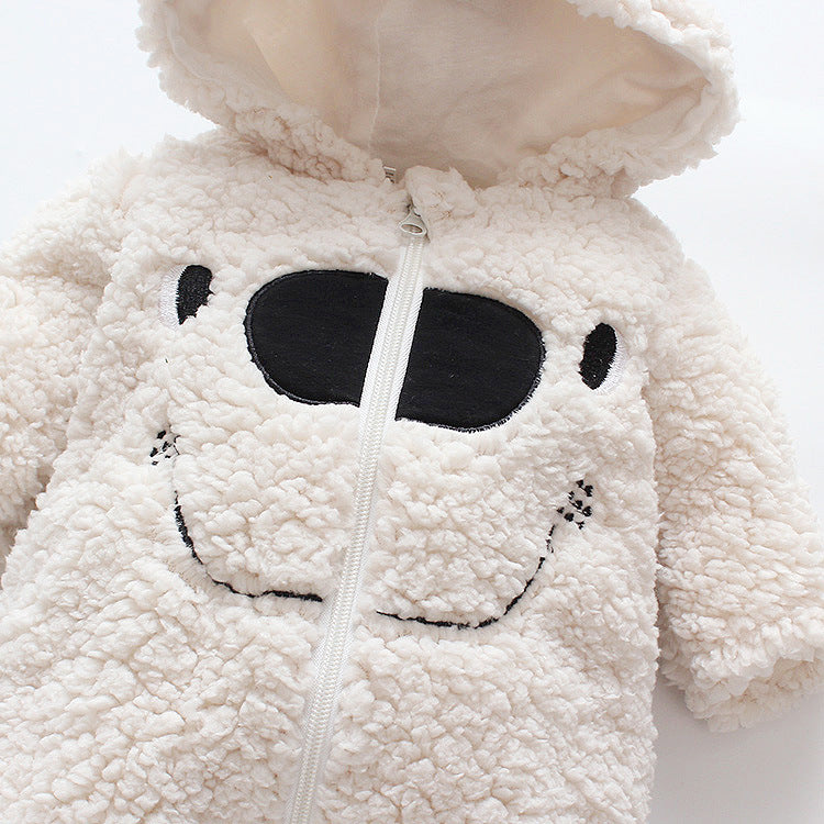 Baby Thickened Bear Hooded Romper