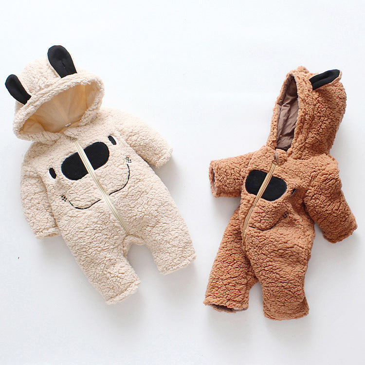 Baby Thickened Bear Hooded Romper