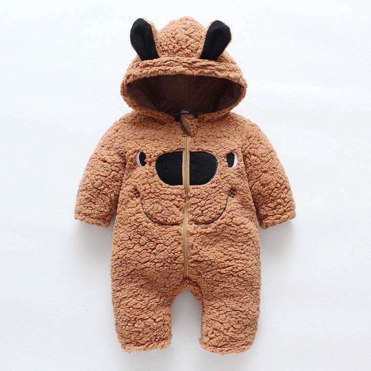 Baby Thickened Bear Hooded Romper